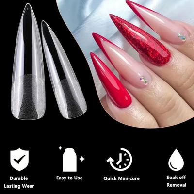 240 Τεμάχια XL Stiletto Τips Νυχιών Διάφανα Ψεύτικα Νύχια Έξτρα Μακριά Stiletto Νύχια Πλήρης Κάλυψη Εργαλείο Επέκτασης Τεχνητών Νυχιών
