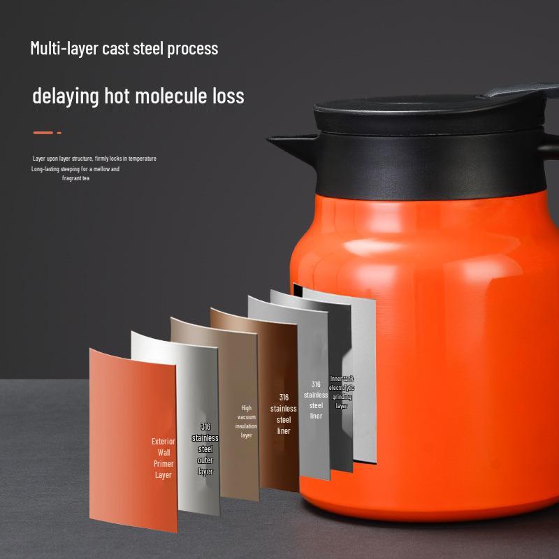 High-End 316 Stainless Steel Insulated Teapot and Water Kettle with Separator for Outdoor and Indoor Use, Large Capacity