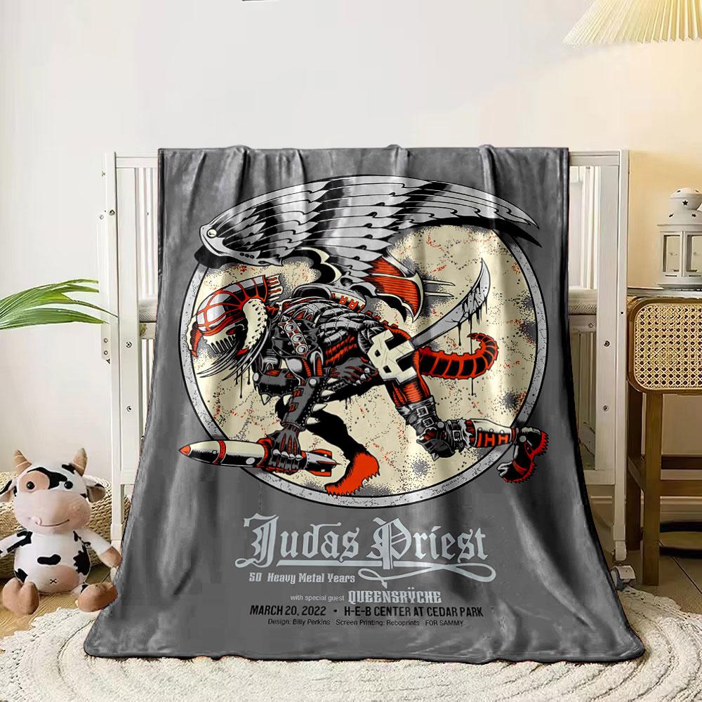 

A robotic winged warrior with red accents holding a missile and sword. for all seasons blanket lunch break throw gift 80cm x 120cm