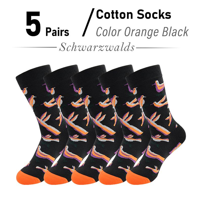 5 Pairs New Arrivals Combed Cotton Women Socks Unisex Cute Floral Styles 8 Color Happy Funny Casual Female Breathable Crew Socks
