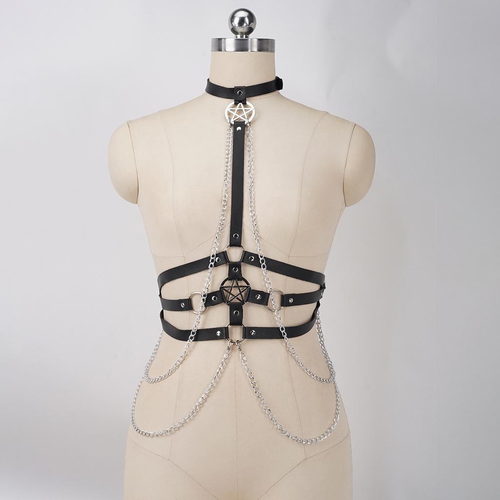 Women Body Harness Sexy Goth Fetish Clothing Bondage Chain Chest Harness Belt Lingerie Exotic Accessories