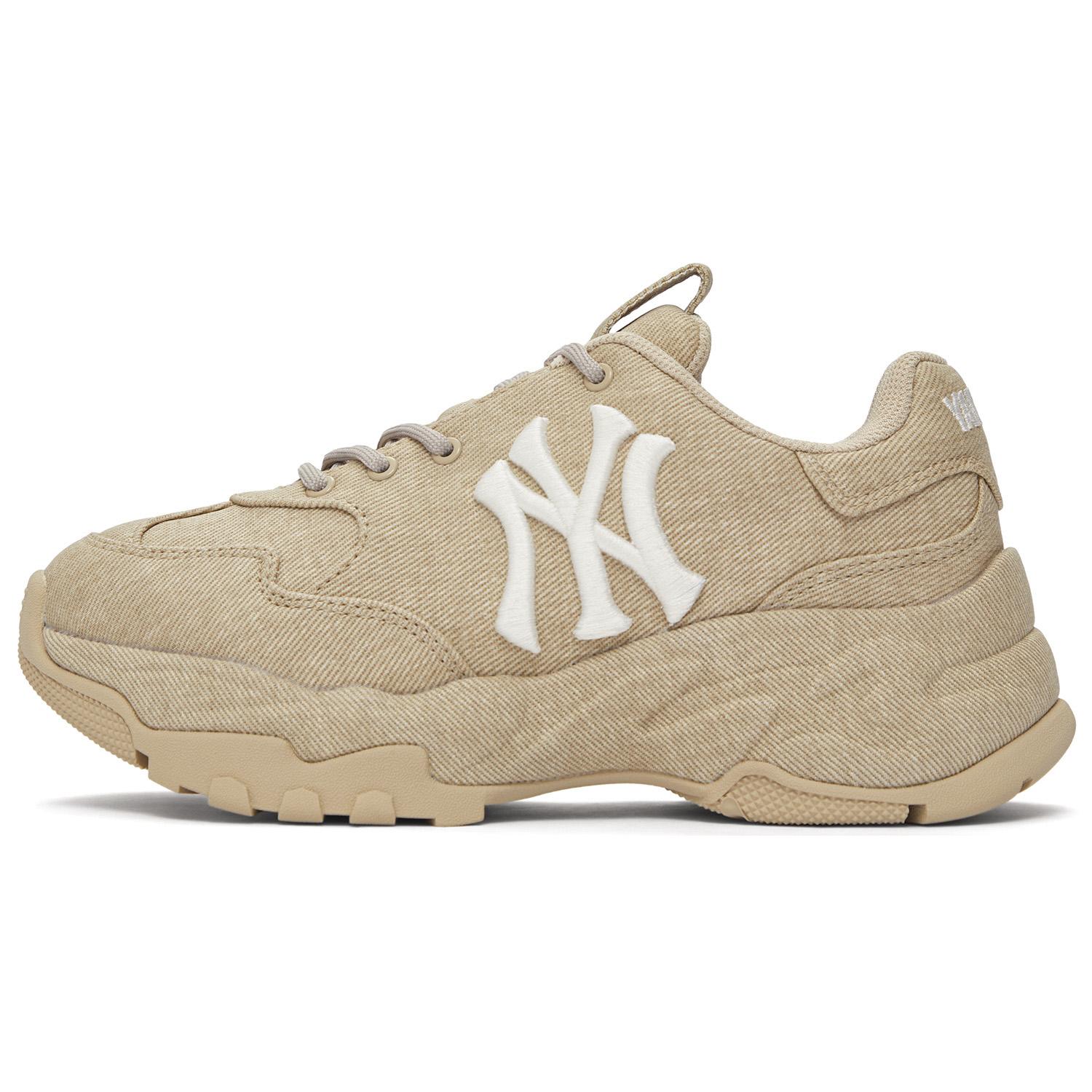 

MLB New York Yankees Slip Resistant Abrasion Resistant Low top Chunky Sneakers Unisex Light Beige Yellow 3ASHA025N-50BGL 38