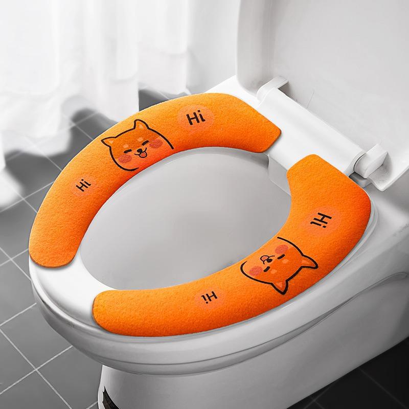 Four Seasons Cartoon Electrostatic Toilet Seat Cushion - Warm, Thickened, Adhesive Pad