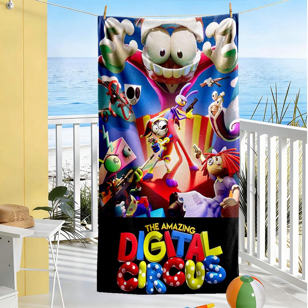 Digital Circus Beach Towel High Absorbency & Quick-Dry Comfortable Lightweight Suitable for Sports, Travel, Swimming, Yoga, Bathroom, Beach, And Pool