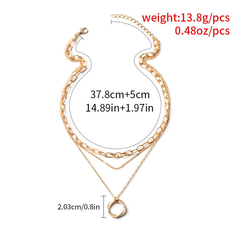 Women Three Layer All Match Circle Pendant Necklace