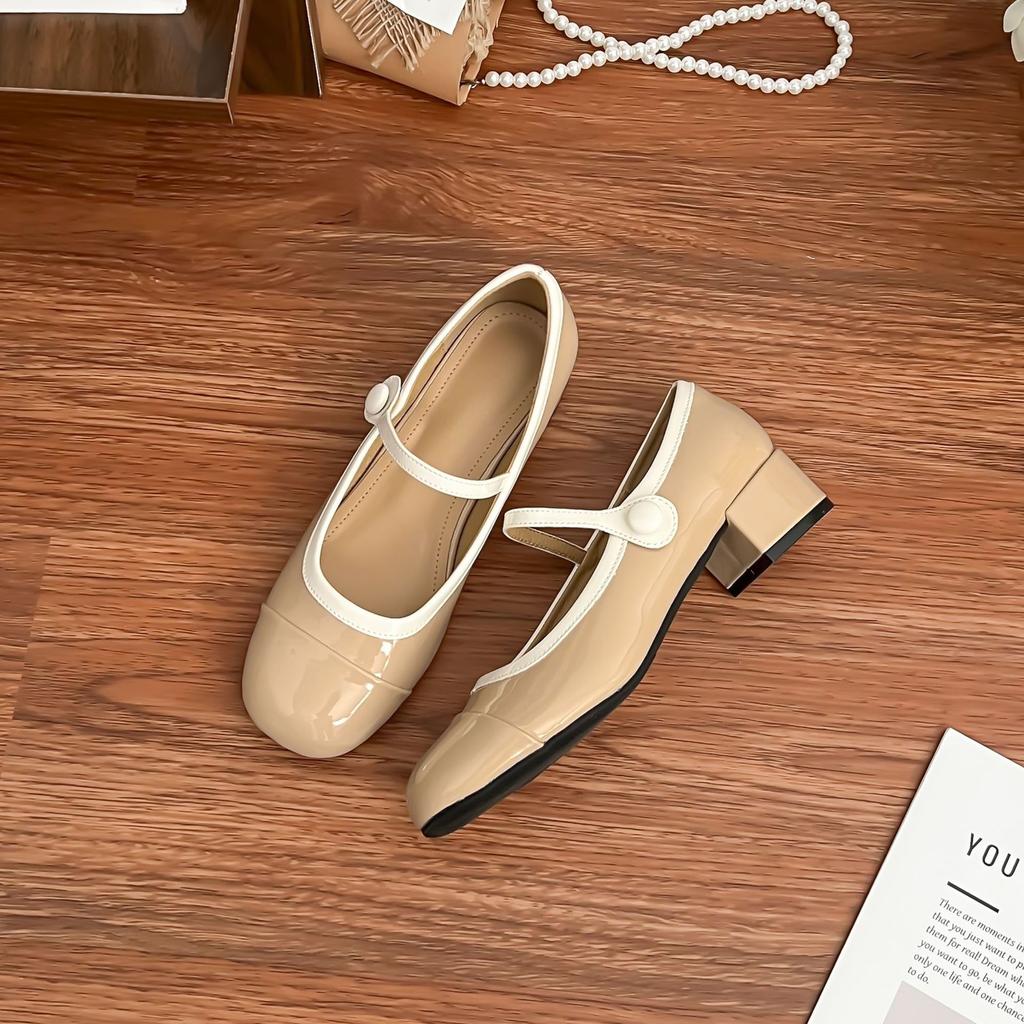 Grape mother spring new Mary Jane shoes women's thick heels are not tired of high heels women's fashion small fragrant light mouth single shoes
