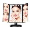LED Vanity Mirror Three Fold USB Black with Data Cable Small Mirror Makeup Mirror for Bedroom Daily