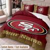 San Francisco 49ers Printed Bedding Set Custom Name Text 1 Duvet Cover 2 Pillowcases For Bedroom