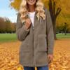 Women's Solid Color Fashionable And Winter Zipper Pocket Lamb Wool Jacket