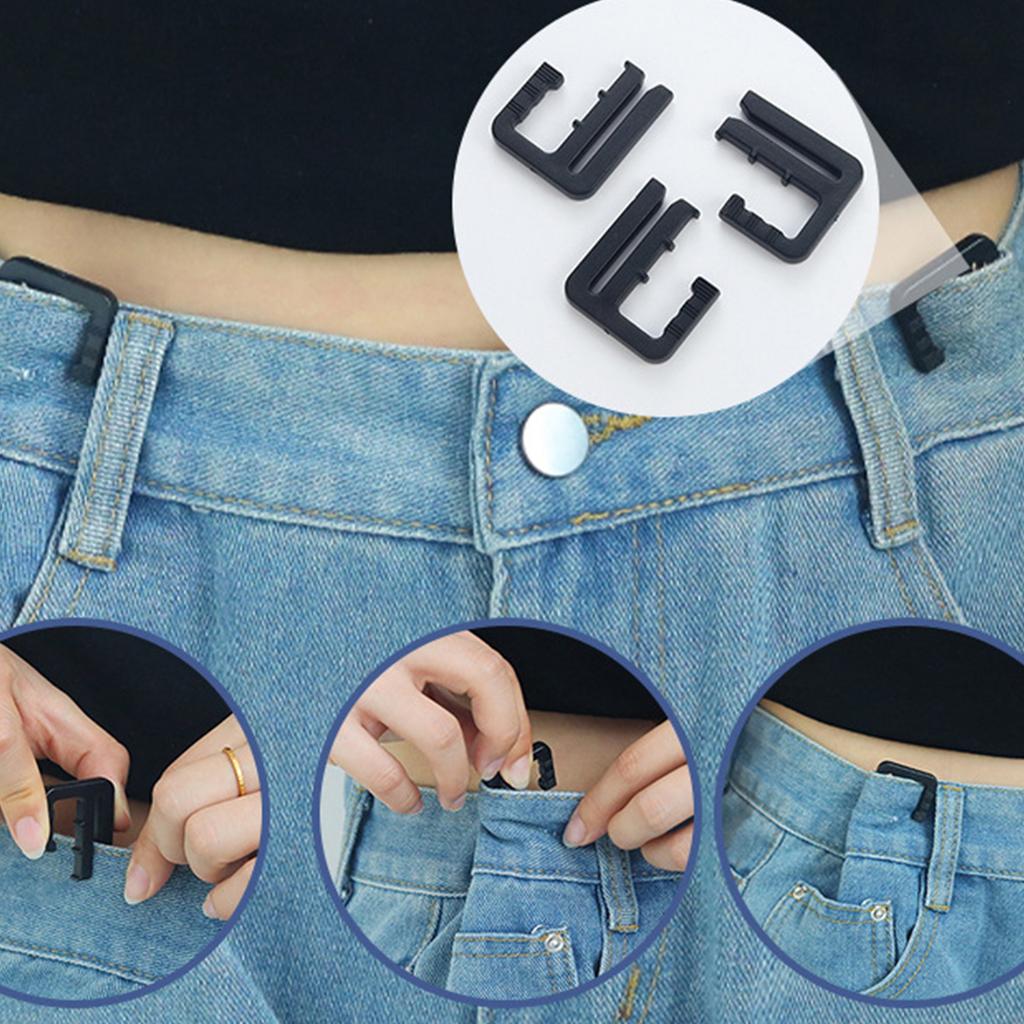 3 Stück Einfaches Design Taillenstraffungs-Hakenclip für Damen Wiederverwendbarer Taillenstraffer für Jeans Hosen Röcke Taillenverstellwerkzeug