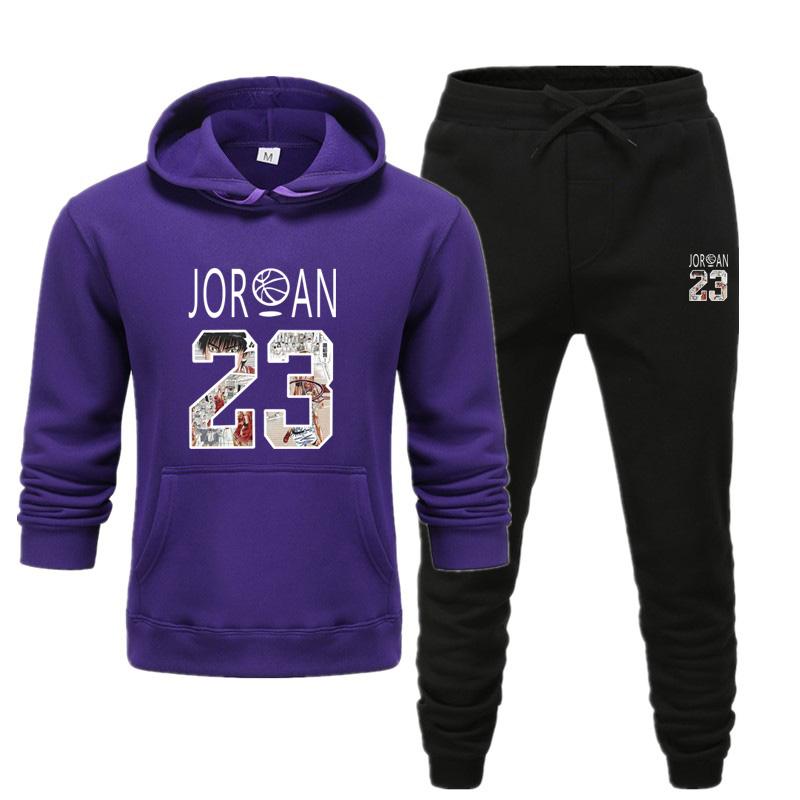 

Осенне-зимний повседневный комплект с принтом в виде персонализированного узора с животным, худи и спортивный костюм для пары XL фиолетовый