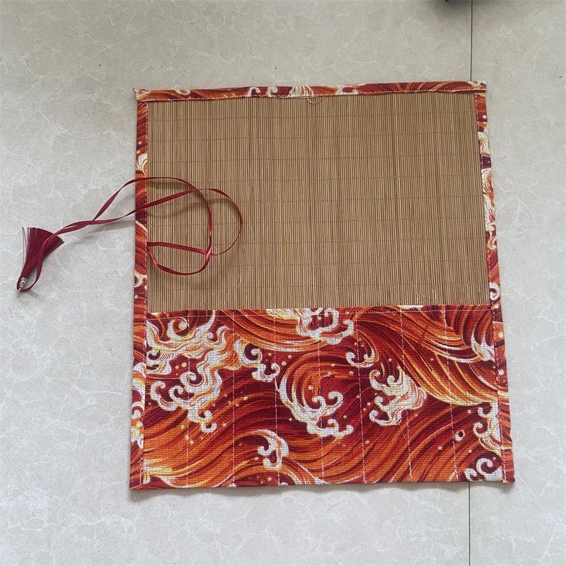 Chinese Retro Painting Brushes Holder Storage Bamboo Rolling Bag Calligraphy Pens Case Curtain Pack for Art Supplies