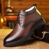 Fashion 2025 Business Formal Wool and Cotton Shoes for Men Solid Color Fashion Casual Leather Shoes Male High Top Warm Platform Shoe Man