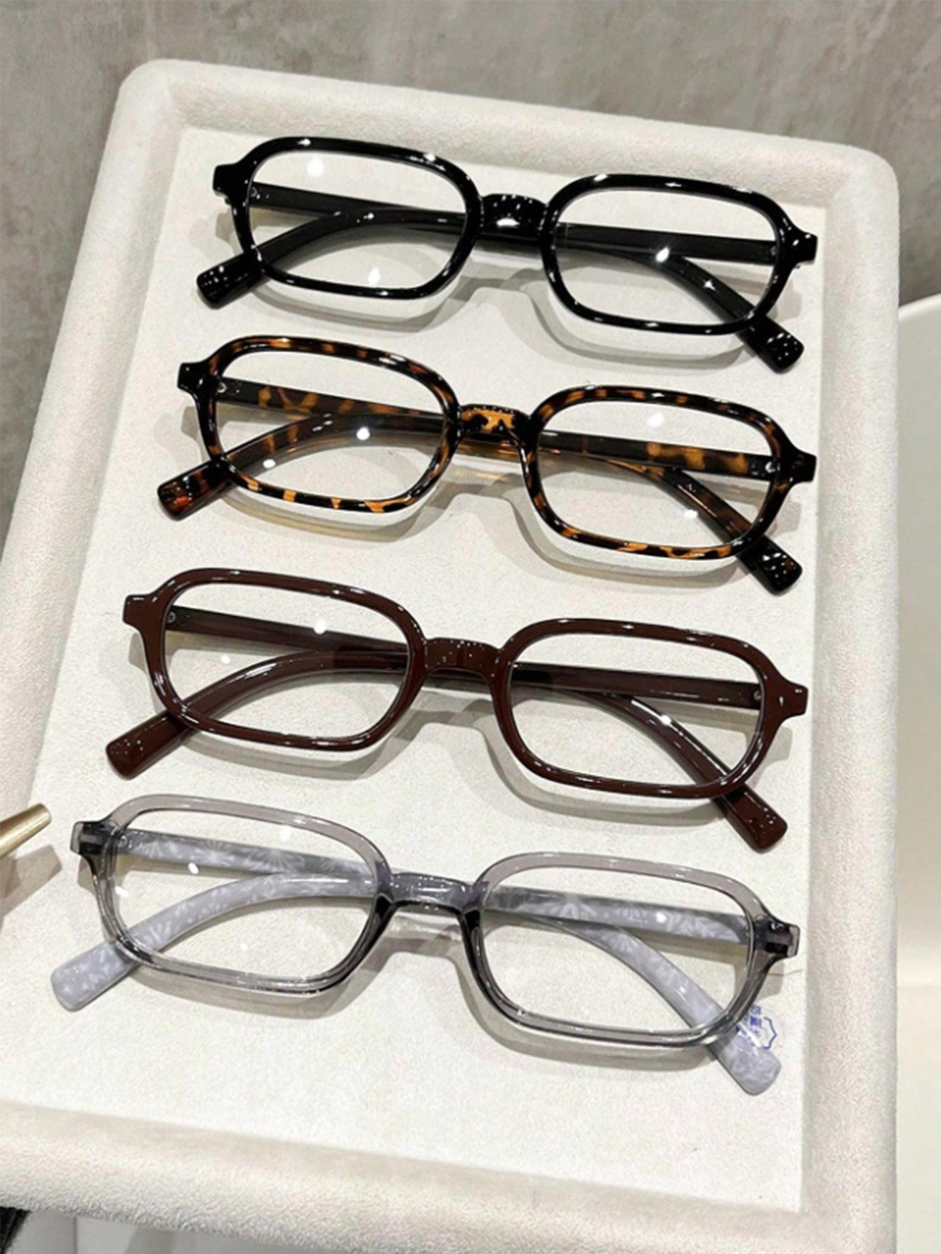 

4Pcs Fashionable Rectangular Small Frame Glasses Set Fashion Accessories/Lightweight and Durable Glasses Daily Decoration Gifts