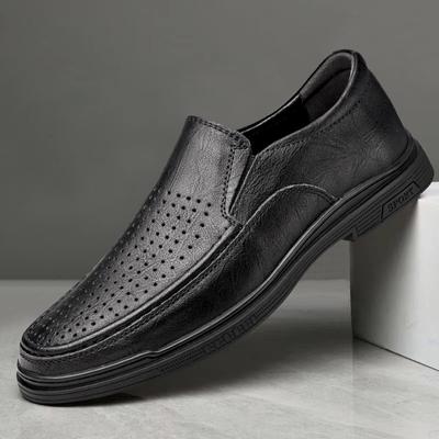 Sommer Herren Business Slipper Schuhe Weiche Sohle Schuhe Bequeme Perforierte Atmungsaktive Schuhe Rutschfeste Verschleißfeste Sneaker