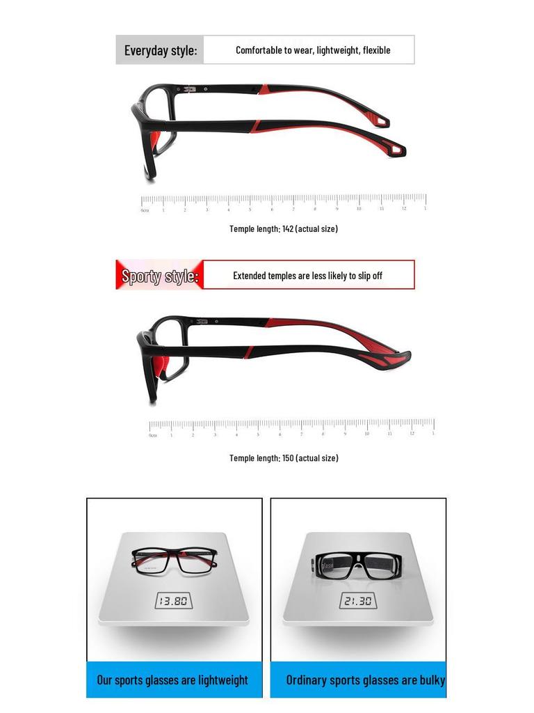 Danyang Y1220D Men's Super Large Myopia Sports Glasses - Ultra-Light TR Frame