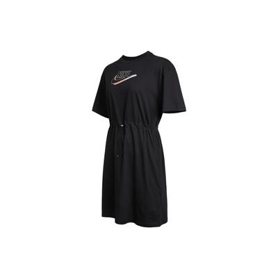 Îmbrăcăminte sport GX Casual, respirabil, imprimeu cu litere, cu gât rotund, rochie cu mânecă scurtă, rochie pentru femei, neagră DD5783-010