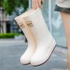 Rain Shoes Women's Medium Tube Fashion Style Bundle Mouth Versatile Rain Boots Outside Wear Camping Waterproof Shoes Kitchen Work Car Wash Non-slip