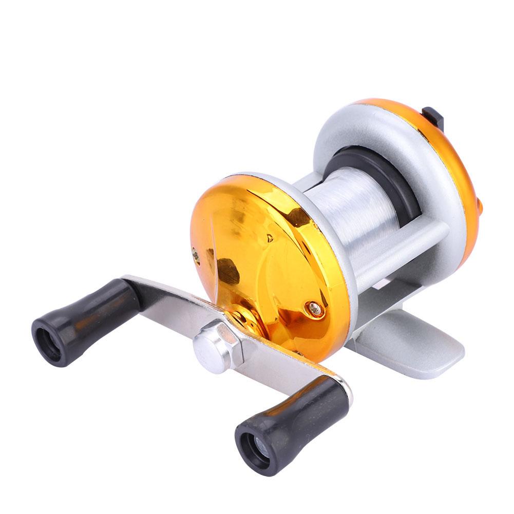 Deukio Portable Winter Ice Fishing Reel Wheel with Wire Outdoor Casting Tackle (Golden)