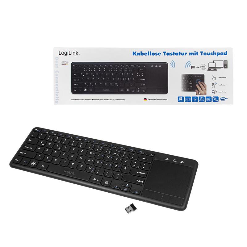 LogiLink 2.4GHz Draadloos Toetsenbord met Touchpad Smart TV Android Box