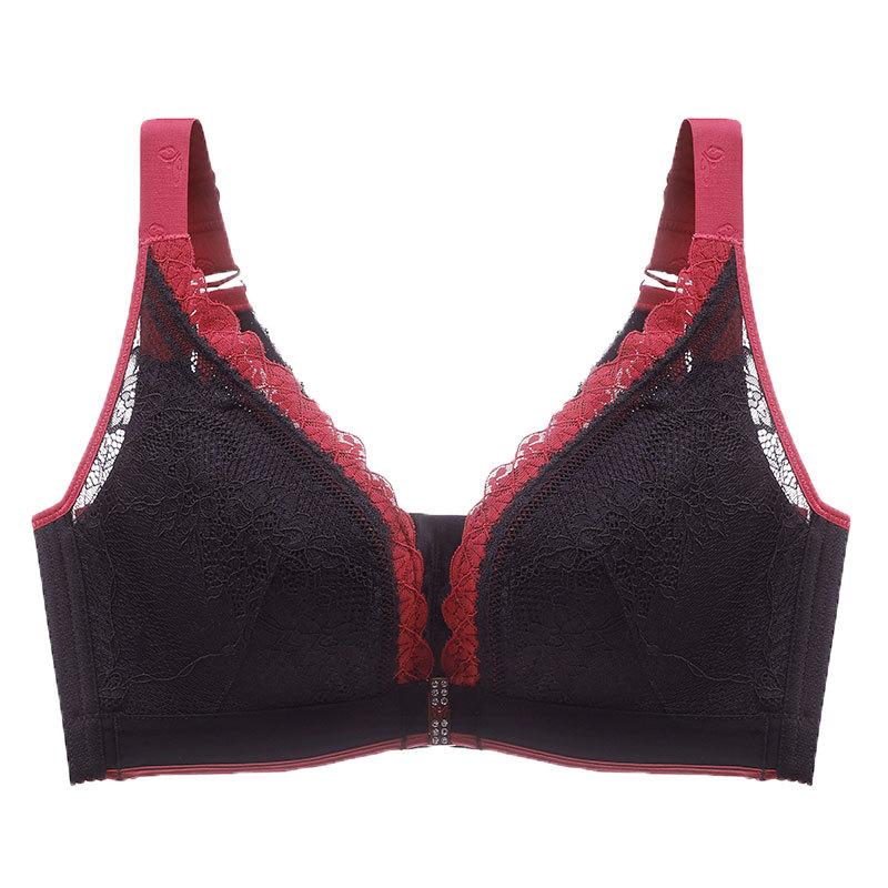 Sexy Sexy Large Size Front Buckle Lace Back Summer Thin Section Adjusted Poly Polymerization Without Steel Ring To Collect Secondary Breasts Cover