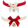 Flauschige Weihnachtsanhänger Choker-Halskette mit Glocke und Schleife