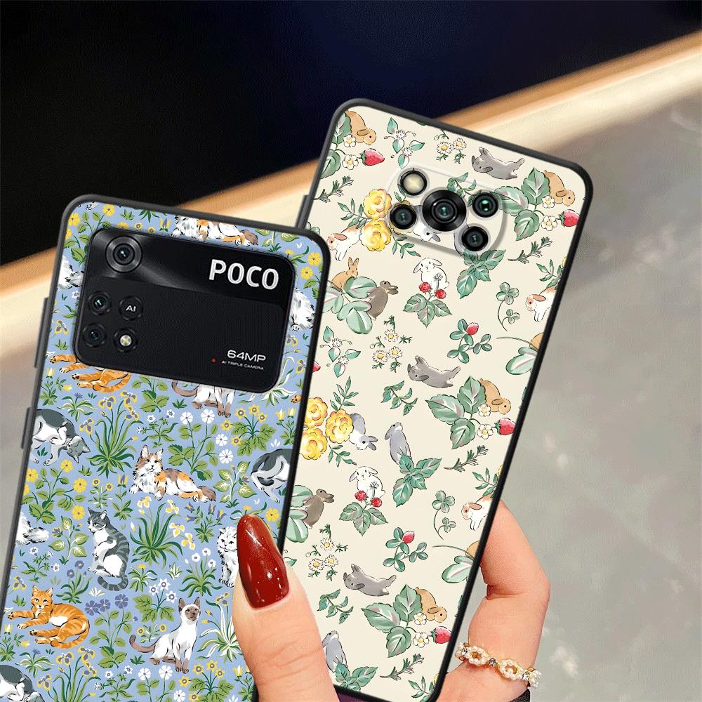 Cartoon Blume Tiere Hülle für Xiaomi Poco F8 C61 F3 M3 M4 M7 Pro F1 C71 C50 C75 X3 X4 X5 X7 Pro M5 Funda Handyhülle