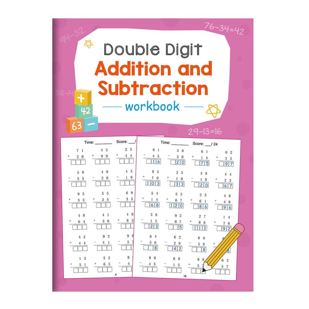 Math Workbook For Two Digit Addition Subtraction Vertical Format 32 Pages Suitable For Elementary Students
