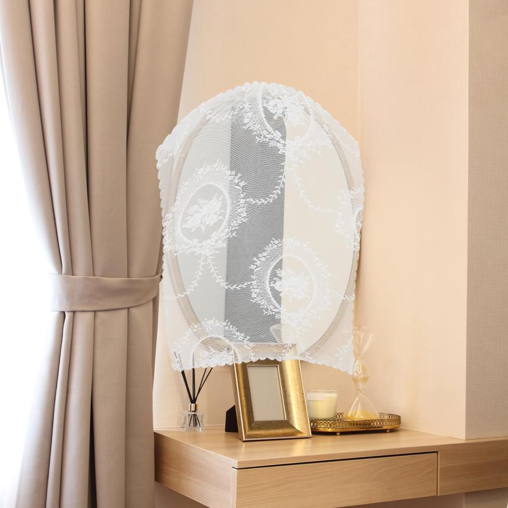 Toyvian Mirror Mirror Cover with Lace Embroidery and Floral Interior Stylish Cover, Dresser/Tabletop Pattern, Dustproof, Decor, 83x83cm,