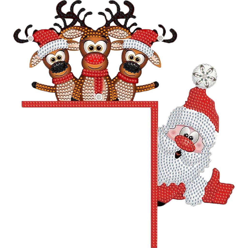 DIY Weihnachten Diamantkunst Tür Eckanhänger Diamantkunst Set Türrahmen Hängedekor Dekorative PVC Türanhänger für Hausgestaltung