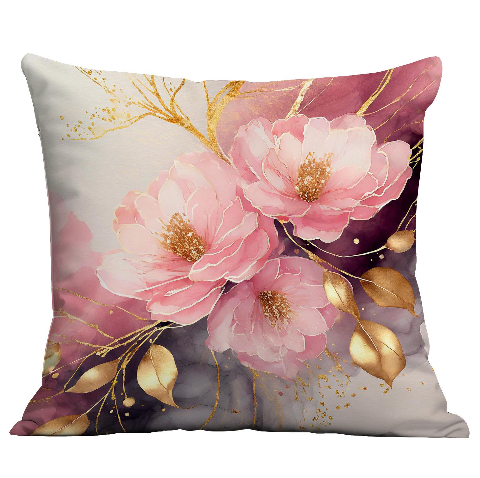 

Европейский и американский современный стиль легкой роскоши, позолоченная цветочная наволочка, наволочка для подушки для дивана в гостиной 45 * 45Cm