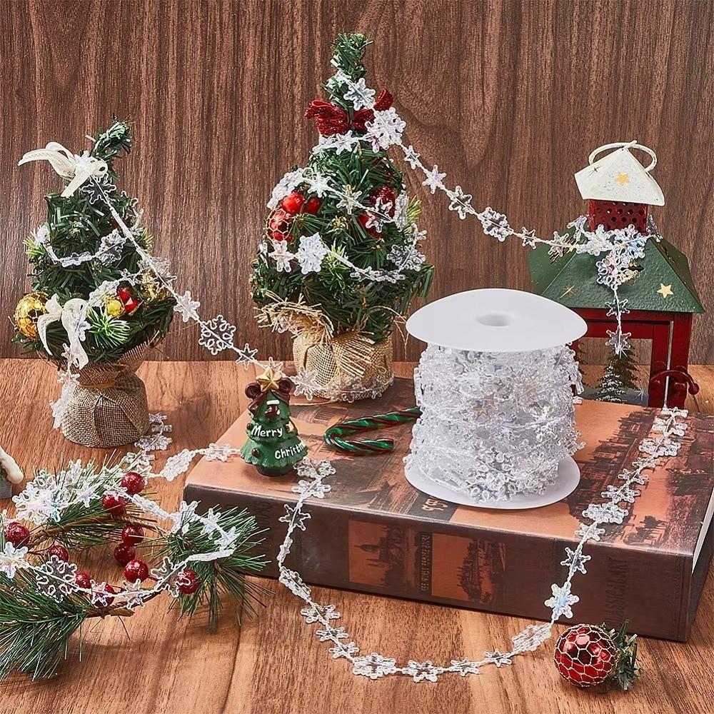 Clear Christmas Hanging Ornament 300cm Snowflake Beaded String Acrylic Bead Chain Party Decoration