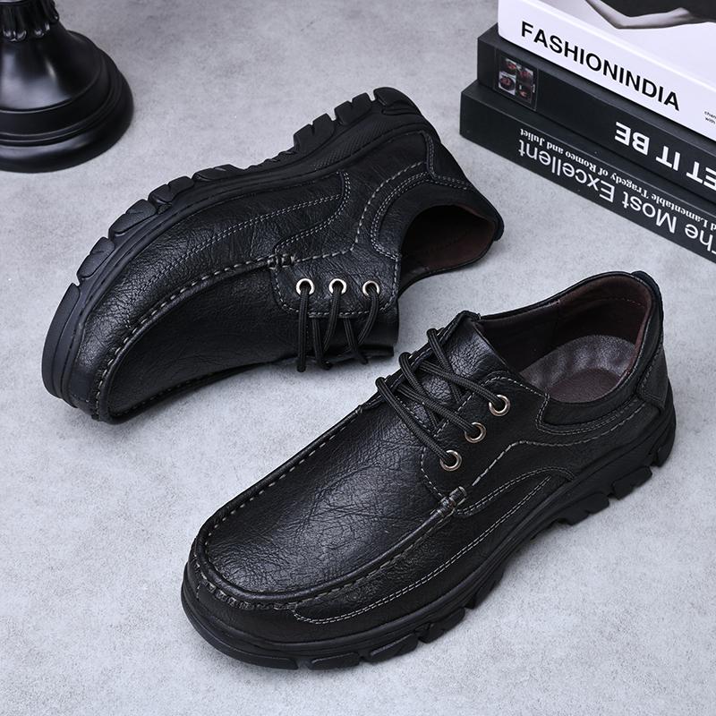 Модная мужская повседневная обувь из натуральной кожи на шнуровке — фото 4