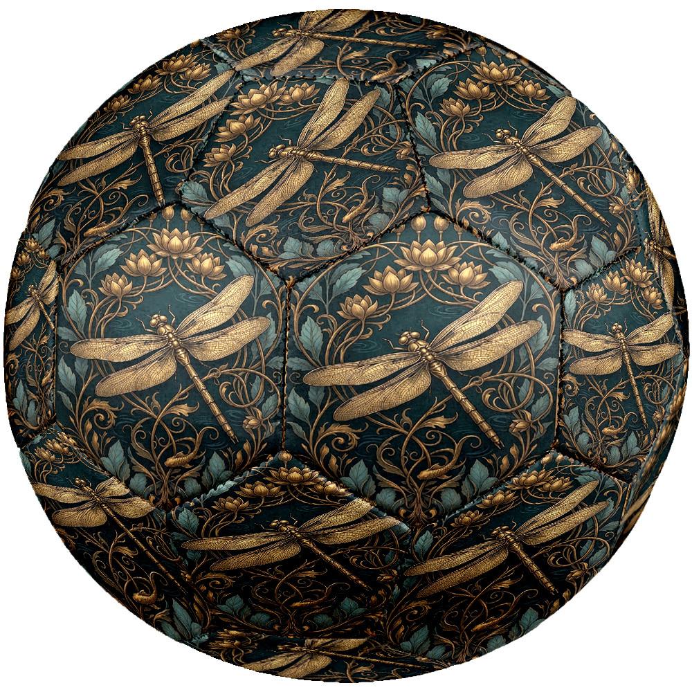 1pc Golden Dragonfly Art Theme Soccer Ball Football, Size 5, Lightweight PVC, Outdoor Training Soccer Ball,Gift c6584