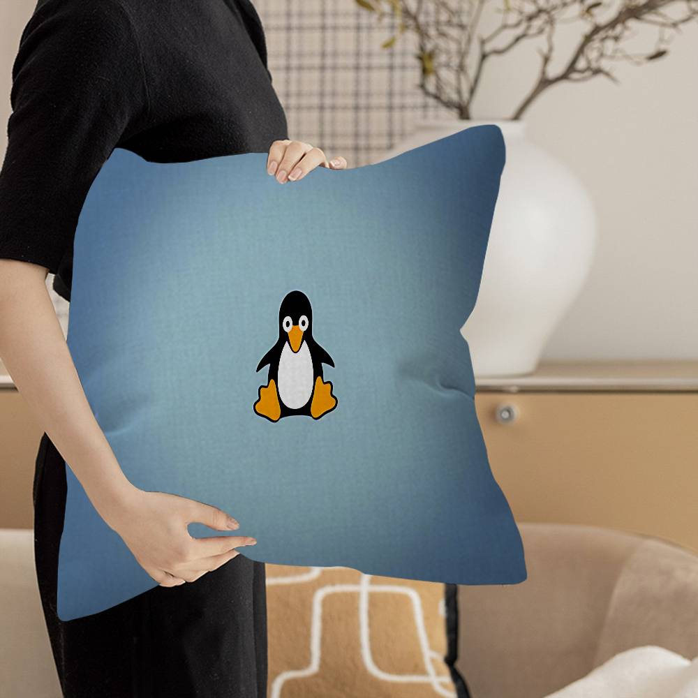Linux Operating System Tux Penguin Anime Personalized picture text home decorative pillows Household Gifts 45x45cm