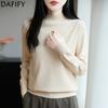 Moda feminina casual outono inverno cor sólida estampa manga comprida meia gola alta suéteres