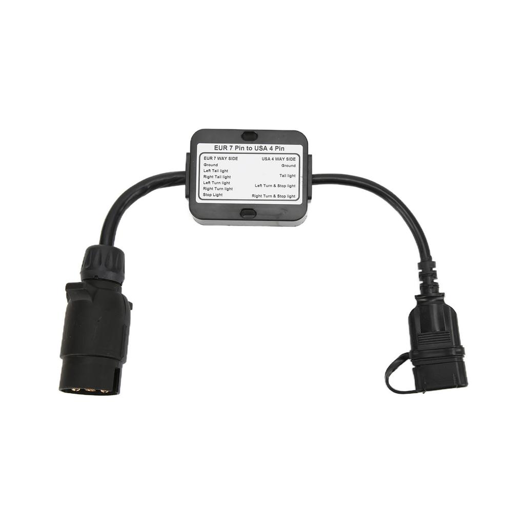 Trailer Connector European 7 Pin to American 4 Pin Taillight Circuit Converter for Caravan Boat Trailer