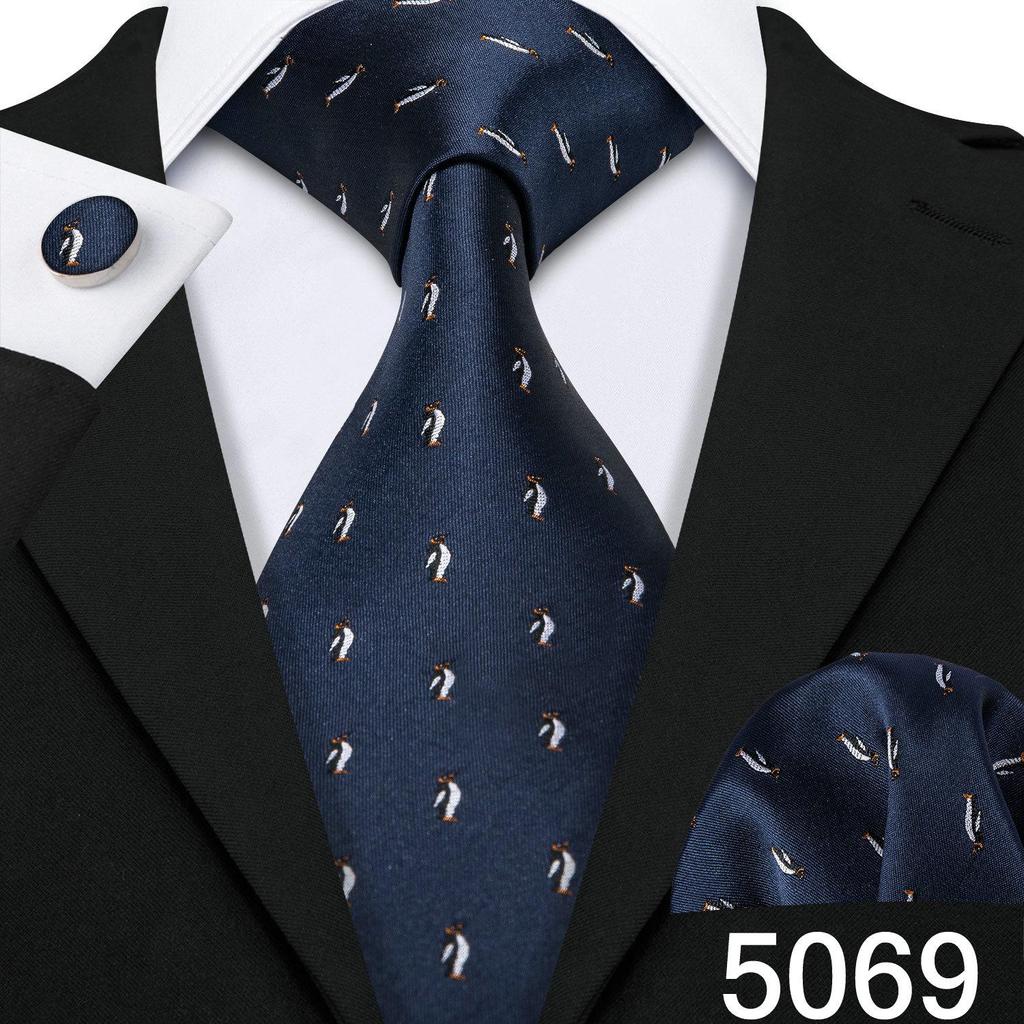 Barry.Wang Mens Striped Silk Tie Handkerchief Cufflinks Formal Necktie Set Designer
