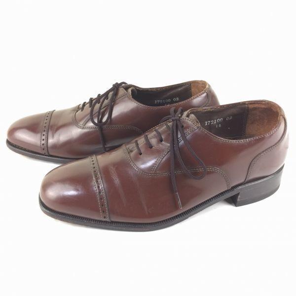 FLORSHEIM Cap Toe Business Shoes Brown size 7D 24.5-25.0 Men's(USED)