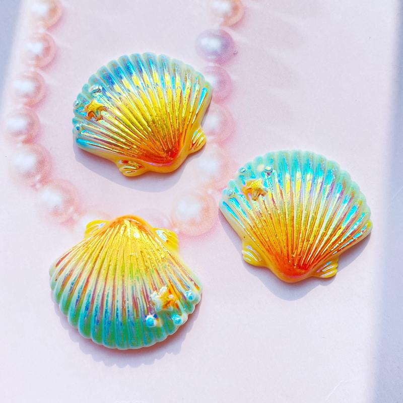 8Pcs Mini Lovely Colored Shells Flat Back Resin Art Supply Decoration Charm Craft Hair Bow Accessories H550