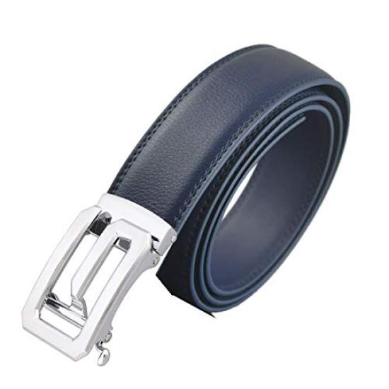FleurUneffe No Genuine Brown Silver/Gray Belt, Cuttable, Adjustable, Holes, Auto-Lock, Men's Leather, Stylish, Casual, Business, Golf, White, Red,