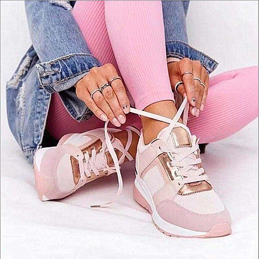 2025 Large Size Casual Single Shoes Autumn New European and American Breathable Women's Sports Shoes Lace-up Sneakers