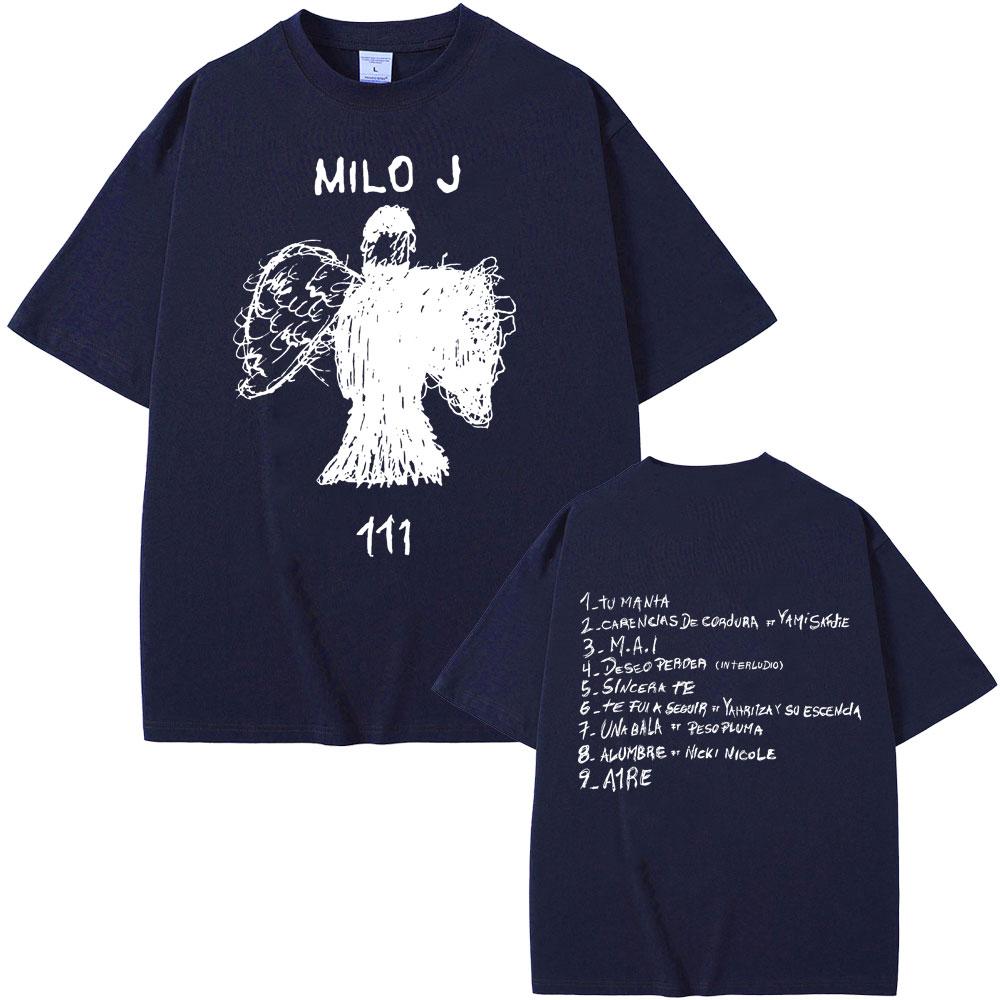 Rapper Milo J 111 Album Double Sided Print T Shirt Men Hip Hop Fashion Tshirt Male Rap Oversized T-shirt Men's Cotton T-shirts