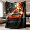Premium Oversize Car Art Blanket 150x200cm Luxury Sports Car Racing Anime Throw for Couch Bedroom Decor