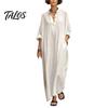 Beach Dress for Women Summer Maxi Women, V-Neck Casual Oversized Boho Long Elegant Dress, Sleeve Button Up Vacation Sundress with Pockets Lightweight