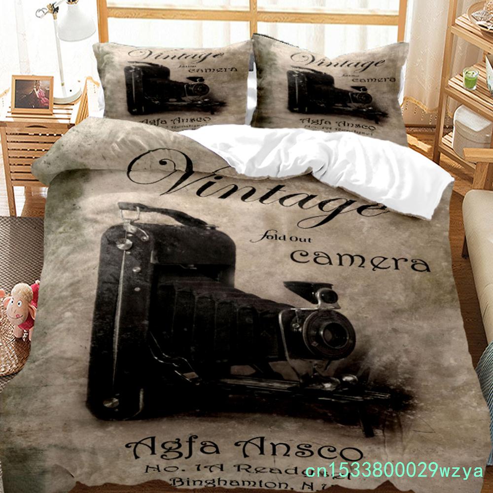 Vintage Camera Duvet Cover Fashion Comforter Bedding Set Soft Quilt Cover And Pillowcases For Teens Boy Single/Double/Queen/King
