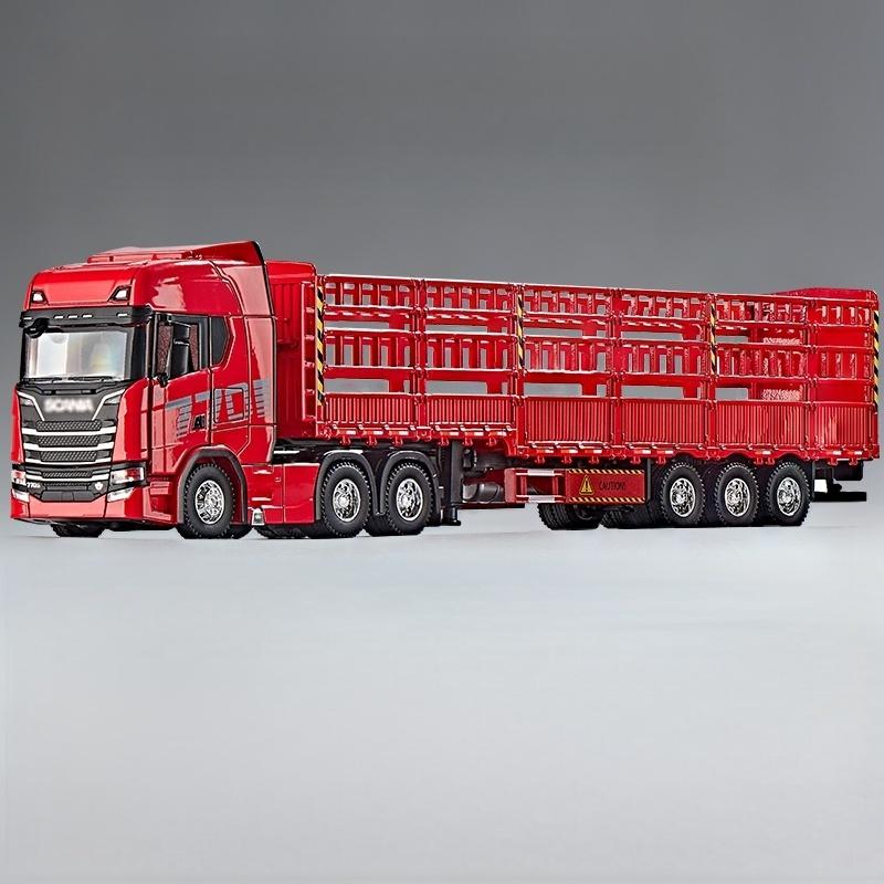 

1:50 Simulated all alloy sliding Scania high rail transport vehicle model with doors that can be opened to tow heavy trucks красный