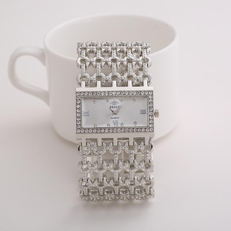 New Fashion Women's Watches Bracelets Watch Casual Wide Bracelet Watch Water Diamond Square Women Watch Rhinestone Quartz Watch