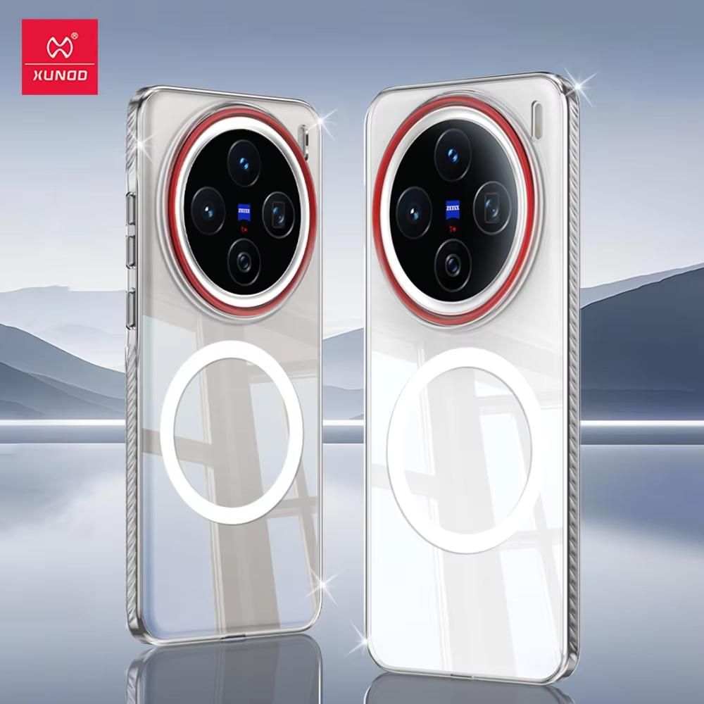 XUNDD For Vivo X200s X200 FE X200 Pro Case Clear Transparent Casing Ultra Thin Anti Yellowing PC Phone Cover With Magnetic Ring