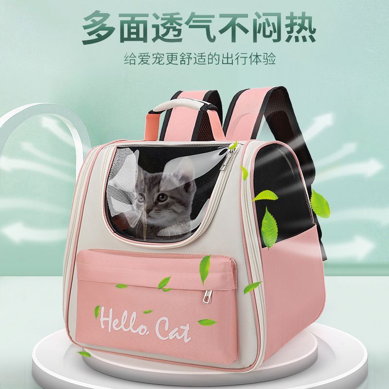 Large capacity collapsible pet backpack with zip closure, handle and mesh vent, perfect for cats and small dogs traveling